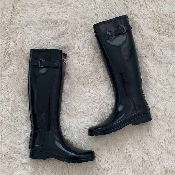 NIB hunter Original refined gloss navy rain boots